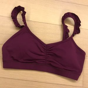 Deep purple fringe shoulder bra